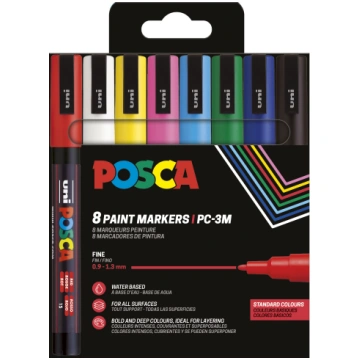 Marķieris ūdens bāzes UNI Posca PC-3M 8 krāsas kar