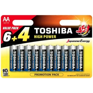 TOSHIBA AA alkaline baterijas 10 iepakojumā | 4904
