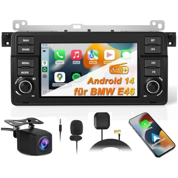 2 DIN autoradio ar atpakaļgaitas kameru BMW E46 Se