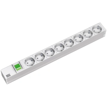 Bachmann 19" socket strip 8-way, with switch, alum