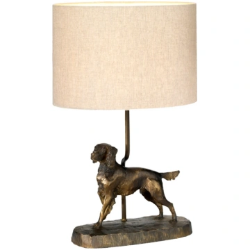 Galda lampa Rufus, bronzas, patina/krēma, lins, sv
