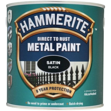 Metāla aizsargkrāsa Hammerite Satin 0.25 L melna