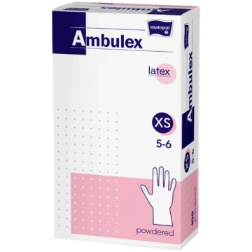 Cimdi Matopat Ambulex Latex, pūderēti, XS, 100 gab