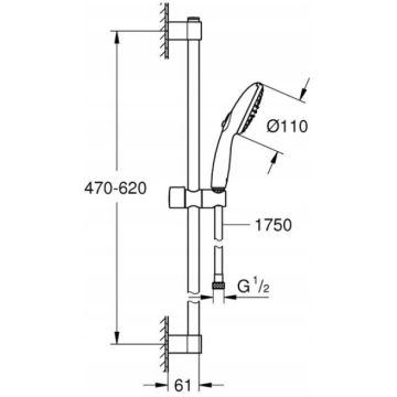 Grohe Tempesta 110 dušas komplekts ar cauruli, mat