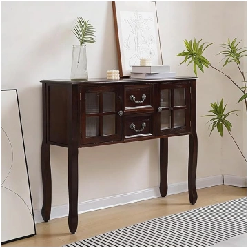 Narrow Console Table with Drawers, Hallway Table w