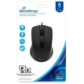 MOUSE USB OPTICAL BLACK/3-BUTTON MROS210 MEDIARANG