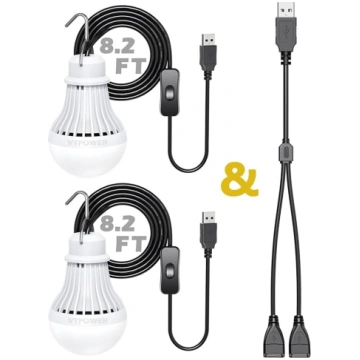 2 iepakojuma USB LED kempinga gaisma 5W pārnēsājam