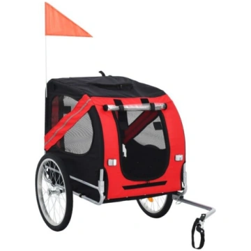 vidaXL suņu velo piekabe, sarkana ar melnu
