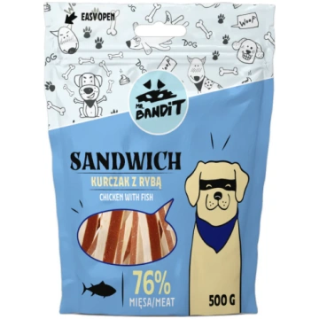 Mr.Bandit Sandwich ar Vistu un Zivi Kārumi Suņiem,