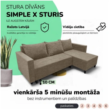 Stūra izvelkamais dīvāns ar atvilktni Simple X Stu