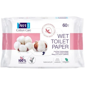 Mitrās tualetes papīrs Bella "Cotton care" 60 gab