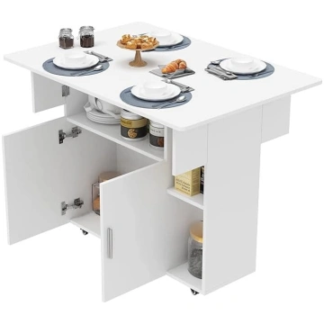 Folding Dining Table, Extendable Desk with Folding