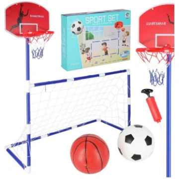 Futbola vārti, basketbola dēlis un 2 bumbas