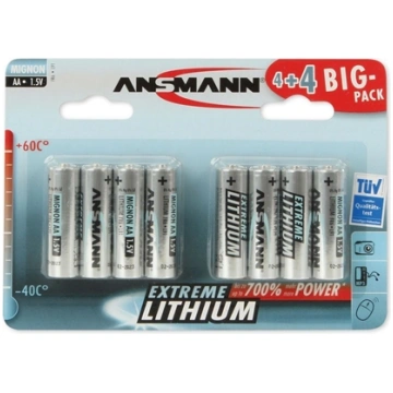 4+4 Ansmann Extreme Lithium AA Mignon LR 6 Big Pac