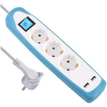 Pagarinātājs Electraline, 3 x 1 mm², 2 m, 3 ligzda