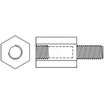 Screwed spacer sleeve | 25mm | Int.thread: M3 | Ex