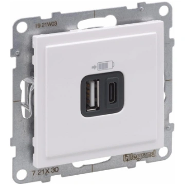 SUNO balta rozete USB Type A + C LEGRAND EB1479295