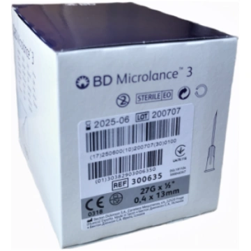 BD Microlance 3 vienreizējās lietošanas adata 27G 