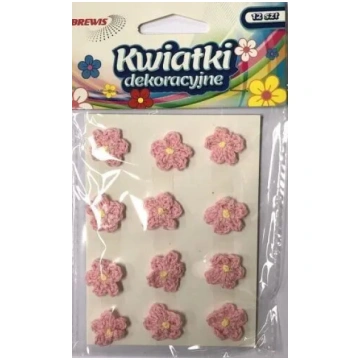 BREWIS dekoratīvās pogas Kwiatki 18 mm gaiši rozā 