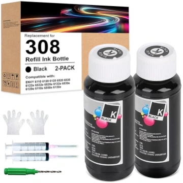 308 melnā tinte 308 tintes pudeles atkārtotas uzpi