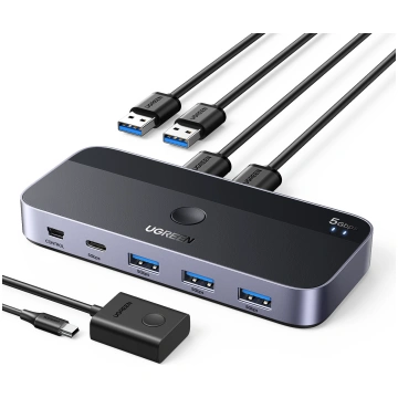 USB 3.0 Switch (2 PCs 4 Devices (3x USB-A + USB-C)