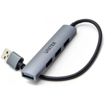 Unitek USB hub; 3x USB-A 2.0; 1x USB-A 5 Gbps alum