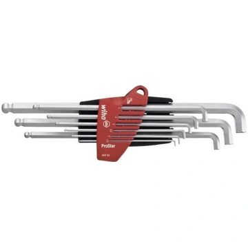 Chrome Allen keys, matt with 9-piece ball WIHA Pro