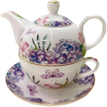 Porcelāna tējas tējas komplekts vienam Skaista zie