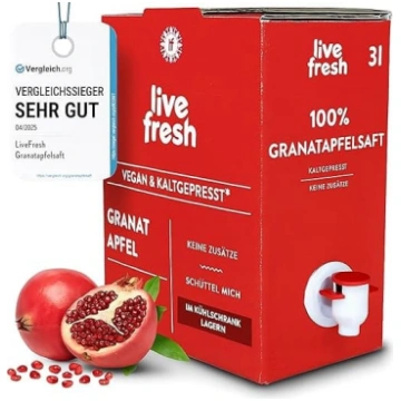 LiveFresh Granātābolu sula, aukstā spiedē, 3 litri