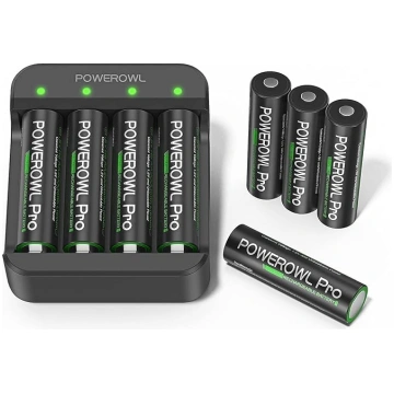 POWEROWL Lithium AA bateriju komplekts ar lādētāju