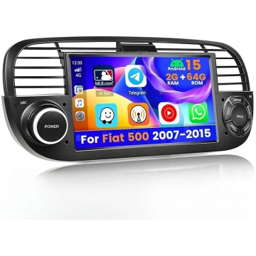 Hikity [2+64GB] Android 15 auto radio, Fiat 500 (2
