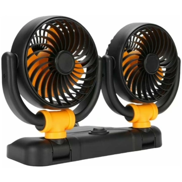 12V dubultais automašīnas ventilators ar 360 grādu