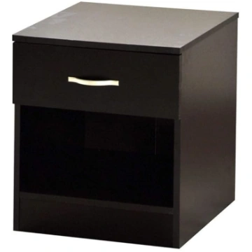 Vida Designs Bedside Table Black 1 Drawer with Met