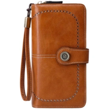 Sieviešu ādas maks liels lakots ietilpīgs RFID ar 