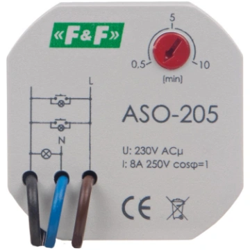 Kāpņu telpas taimeris 10A, 230V, kontakti: 1NO, sl