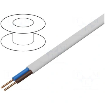 Wire | YDY | 2x4mm2 | flat | wire | Cu | PVC | whi