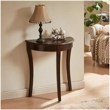 Half Moon Console Table Made of Solid Wood, Semi-R