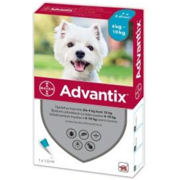 Advantix blusu un ērču šķīdums suņiem 4-10 kg, 1 g