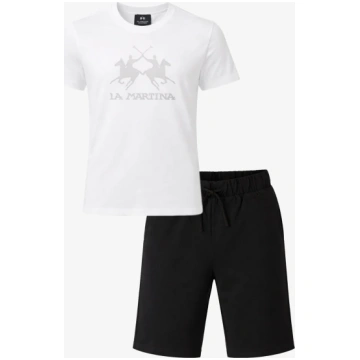 La Martina Completo Con Tshirt Bianca Bermuda Nero