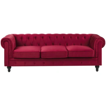 Beliani Chesterfield trīsvietīgs samta dīvāns, sar