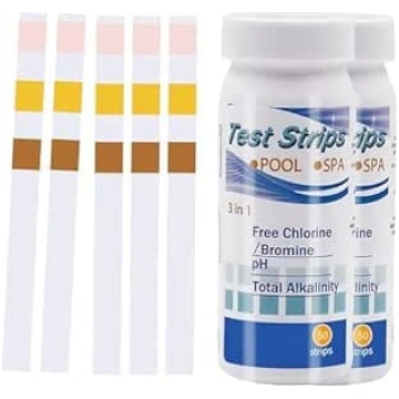Komplektā 100 3-in-1 baseina pH un hlorīna testēša