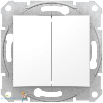 Pārslēdzis 1+1 z/a balts Sedna pro 29128