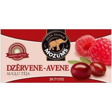 Augļu tēja MOŽUMS Dzērveņu-Aveņu, ar virvīti maisi