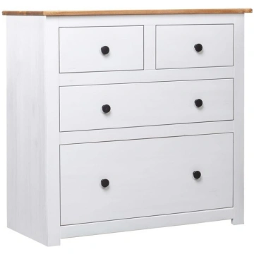 vidaXL kumode, balta, 80x40x83 cm, priedes koks, P
