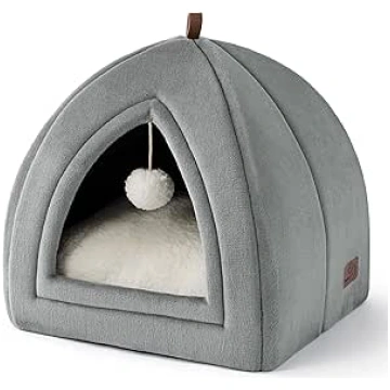BEDSURE Cat Cave, Grey - Foldable Cat Bed with Was