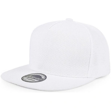 Solid-color flat-brim silver-label plastic snap ba