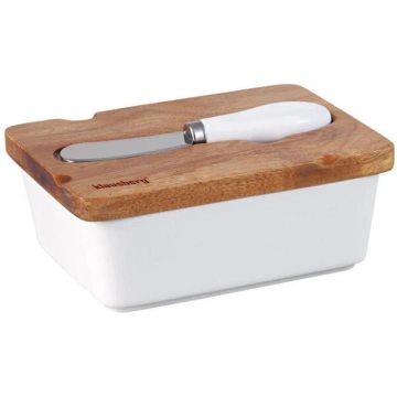 Keramikas sviesta trauks, 15 × 10,5 × 5 cm, balts,