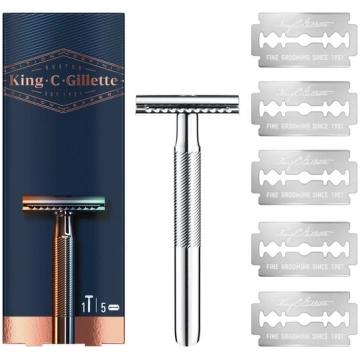 Skuveklis + rezerves asmeņi King C Gillette Double