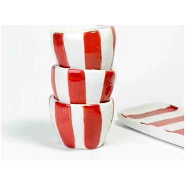 Ceramic Espresso stripe SET with plate Vectors & R
