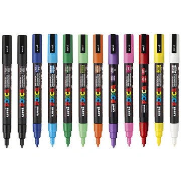 Posca PC-3M Fine Bullet Tip Asst Pack 12